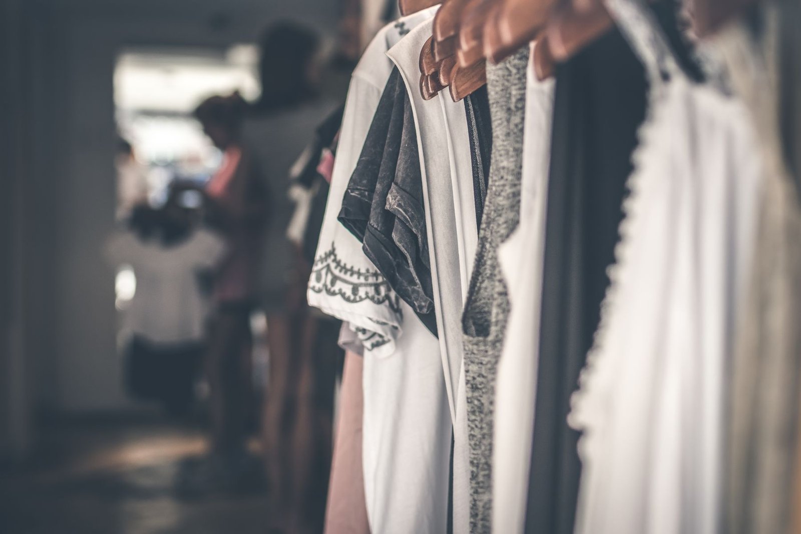 Clothing rail in a softly lit studio
